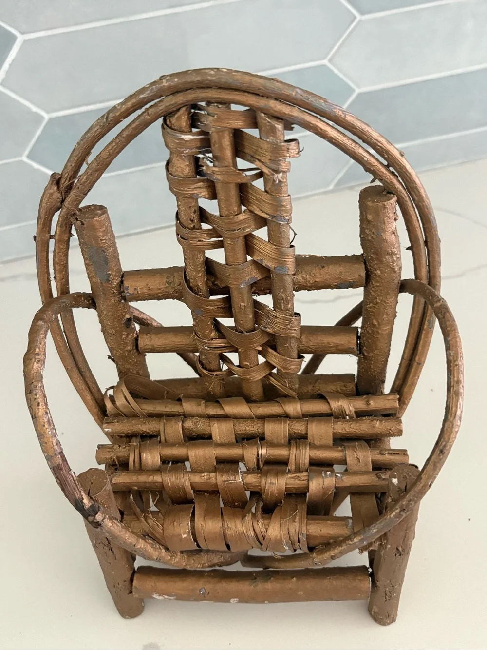 Vintage Primitive Rustic Willow Twig Miniature Doll Chair